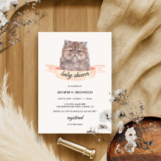 Niedliche persische Cat Ribbon Babydusche Einladung
