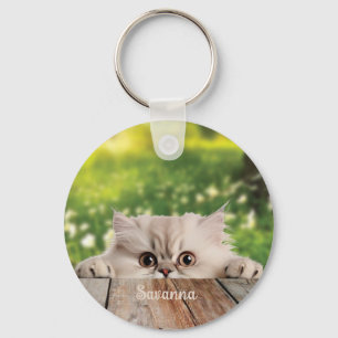 Niedliche Persische Peeking-Katze Schlüsselanhänger