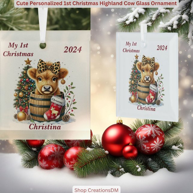 Niedliche Personalisierte 1. Weihnachtskühe Ornament Aus Glas (Von Creator hochgeladen)