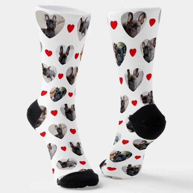 Niedliche Personalisierte 6 herzerreißförmige Foto Socken (Gewinkelt)