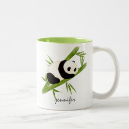 Niedliche Personalisierte Bamboo Tree Panda Bear T Zweifarbige Tasse