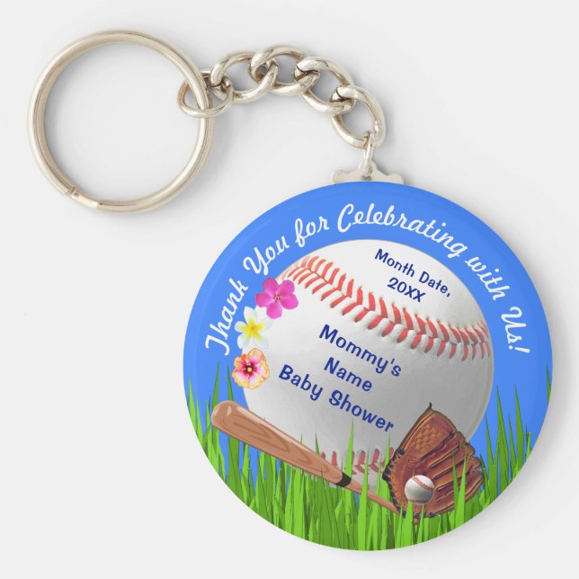 Niedliche Personalisierte Baseball Baby-Duschfavor Schlüsselanhänger (Vorne)