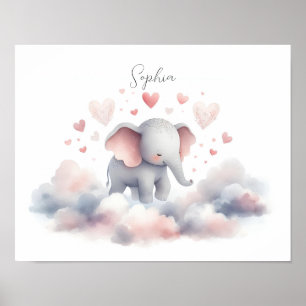 Niedliche Personalisierte Elephant Poster Print