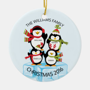 NIEDLICHE personalisierte Familie von 4 Keramikornament