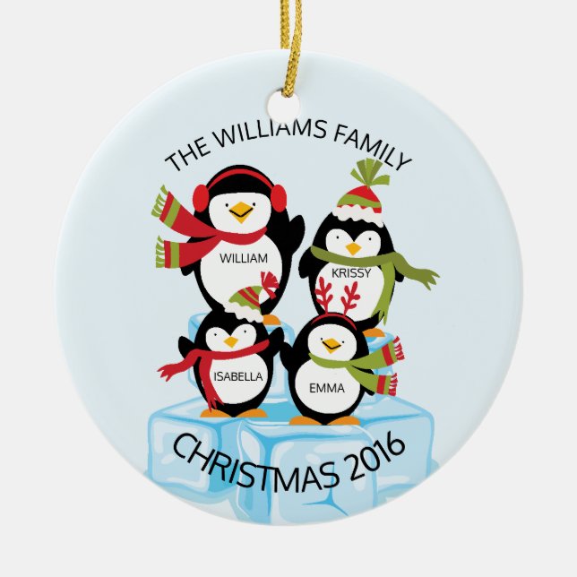 NIEDLICHE personalisierte Familie von 4 Keramikornament (Vorne)