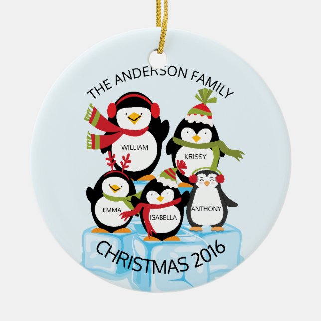 NIEDLICHE personalisierte Familie von 5 Keramik Ornament (Vorne)