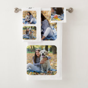 Niedliche Personalisierte Fotomaterial für Hunde Badhandtuch Set