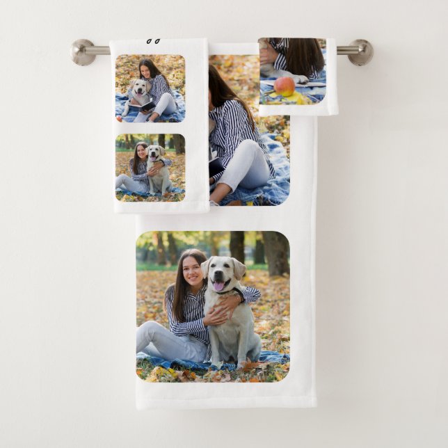 Niedliche Personalisierte Fotomaterial für Hunde Badhandtuch Set (Insitu)