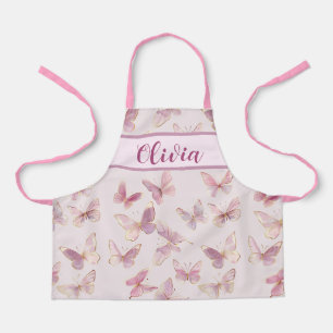 Niedliche Personalisierte Girls Pink Butterfly Sch Schürze