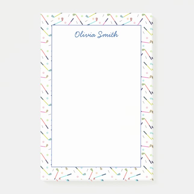 Niedliche Personalisierte Golf Patterns Post-it Klebezettel (Vorderseite)