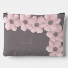 Niedliche Personalisierte große Pink-Taupe Poppy Zubehörtasche