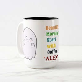 Niedliche Personalisierte Halloween-Geist-Tasse Zweifarbige Tasse