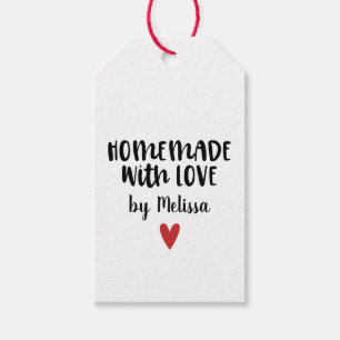 Niedliche Personalisierte hausgemachte Liebe weiß Geschenkanhänger