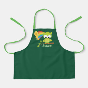 Niedliche Personalisierte Irische Girl Owl Green Schürze