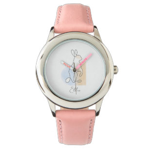 Niedliche personalisierte Kaninchenlinie zeichnend Armbanduhr