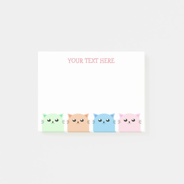 Niedliche Personalisierte Katzenliebhaber Post-it Klebezettel (Vorderseite)