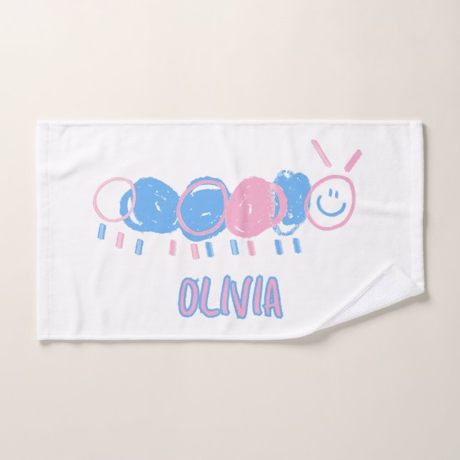 Niedliche Personalisierte Kinder Doodle-Wurm Zeich Handtuch (Handtuch)