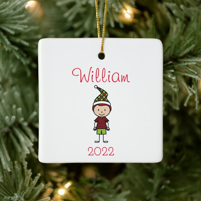 Niedliche Personalisierte Kinder Weihnachten Keramikornament (Baum)