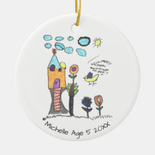 Niedliche Personalisierte Kinder Zeichnend Weihnac Keramik Ornament