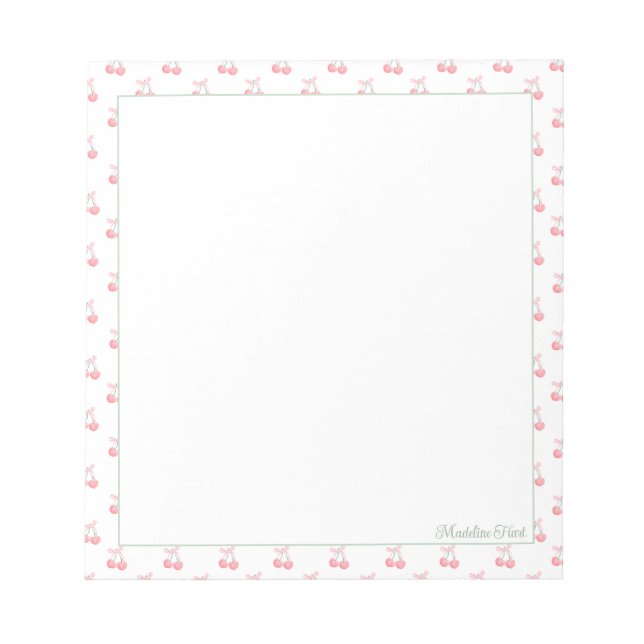 Niedliche Personalisierte Kirschen Notizblock (Vorderseite)