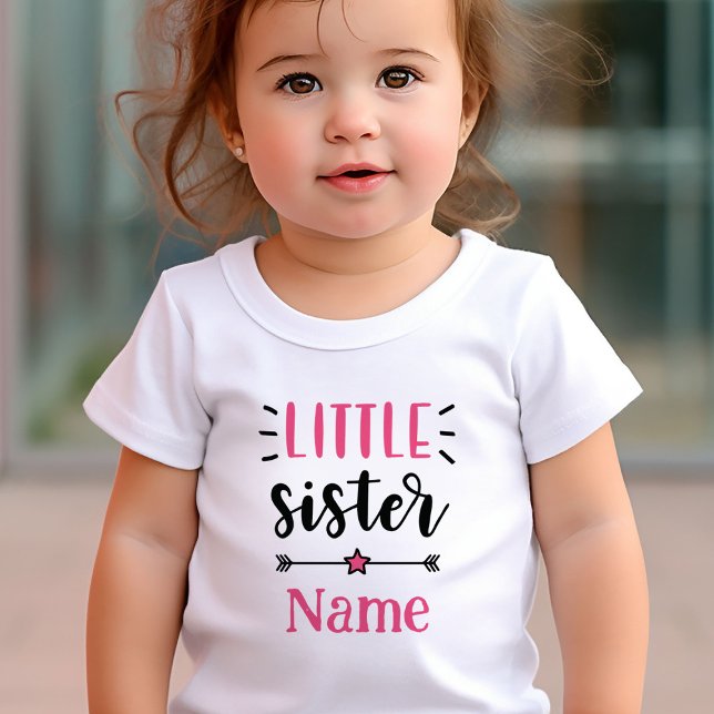 Niedliche Personalisierte kleine Schwester Baby T-shirt (Cute Personalized Little Sister Baby T-Shirt)