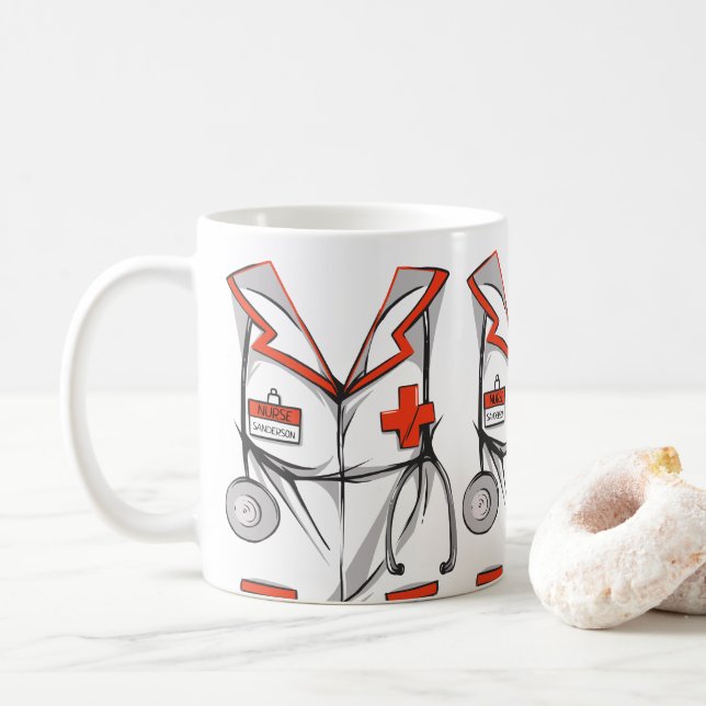 Niedliche Personalisierte Krankenschwestern Kaffeetasse (Mit Donut)