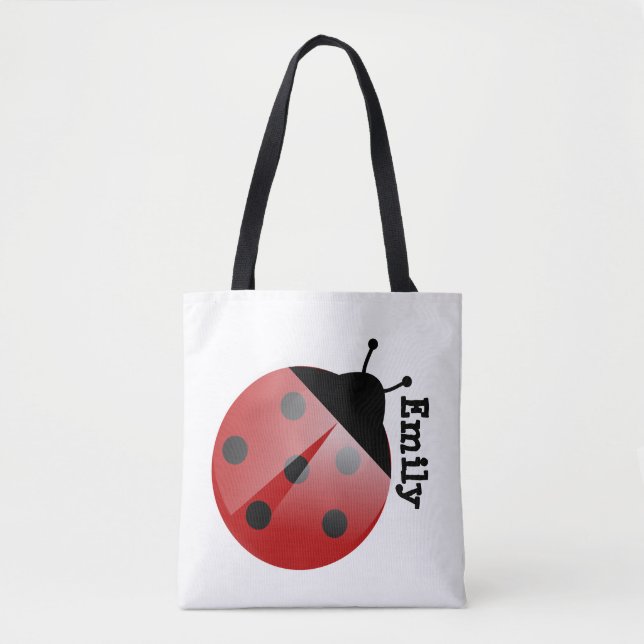 Niedliche Personalisierte Ladybug auf der White To Tasche (Vorderseite)