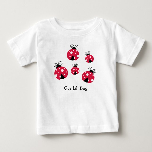 Niedliche Personalisierte Ladybug Baby T-shirt (Vorderseite)