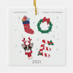 Niedliche Personalisierte Liebe Weihnachtsfamilie  Keramikornament