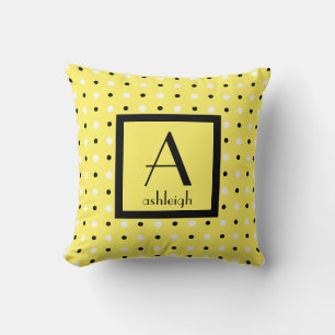 Niedliche Personalisierte Monogramm, gelbe Polka-P Kissen