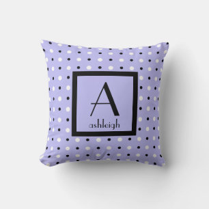 Niedliche Personalisierte Monogramm, Lila Polka-Pu Kissen