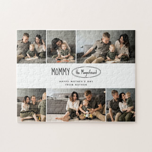 Niedliche Personalisierte Mütter Tag Familie Foto (Horizontal)