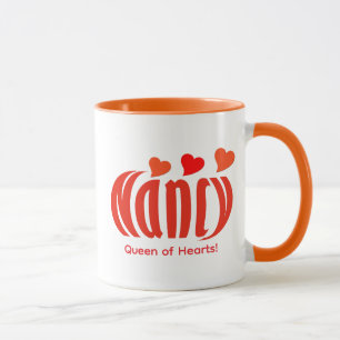 Niedliche Personalisierte "Nancy", Rote und Orange Tasse