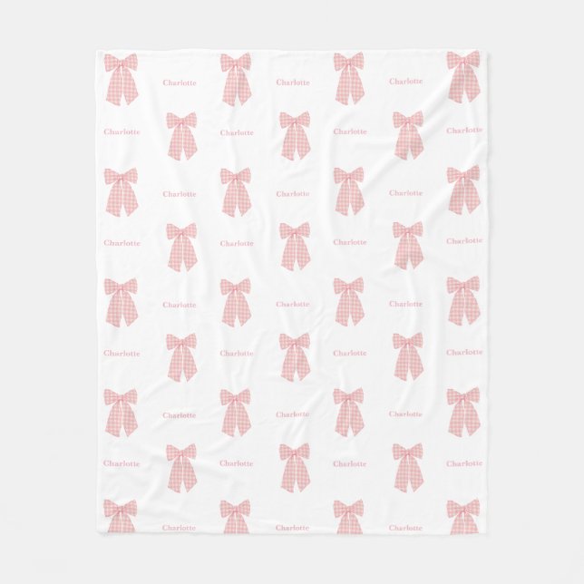 Niedliche Personalisierte Pink Hair Bow Girly Fleecedecke (Vorderseite)