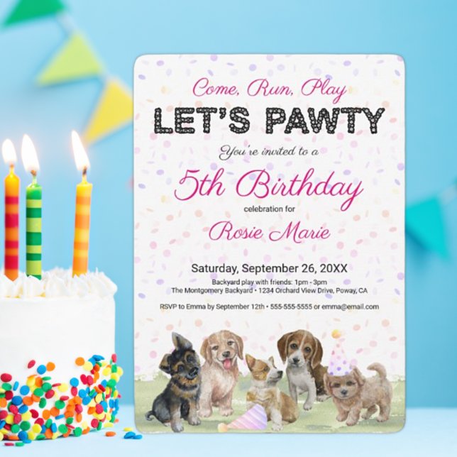 Niedliche Personalisierte Pink Puppy Party Einladung (Von Creator hochgeladen)