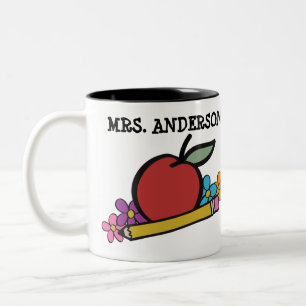 Niedliche Personalisierte Red Apple Pencil Lehrer Zweifarbige Tasse