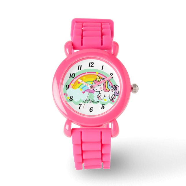 Niedliche Personalisierte Regenbogenüberwachung Armbanduhr (Vorderseite)