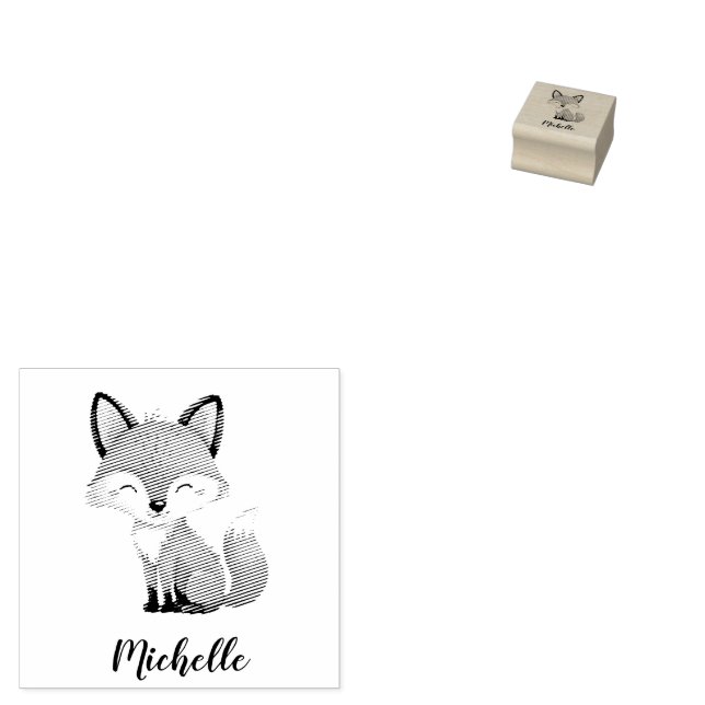 Niedliche Personalisierte Rotfuchs Gummistempel (Stempel)