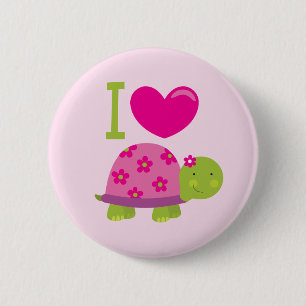 Niedliche Personalisierte Schildkröte für Mädchen Button