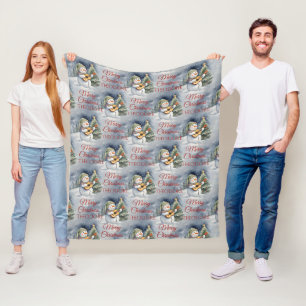 Niedliche Personalisierte Snowman Gitarre Weihnach Fleecedecke