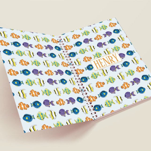 Niedliche Personalisierte tropische Fische Planer (Whimsical colorful tropical fish pattern notebook. )