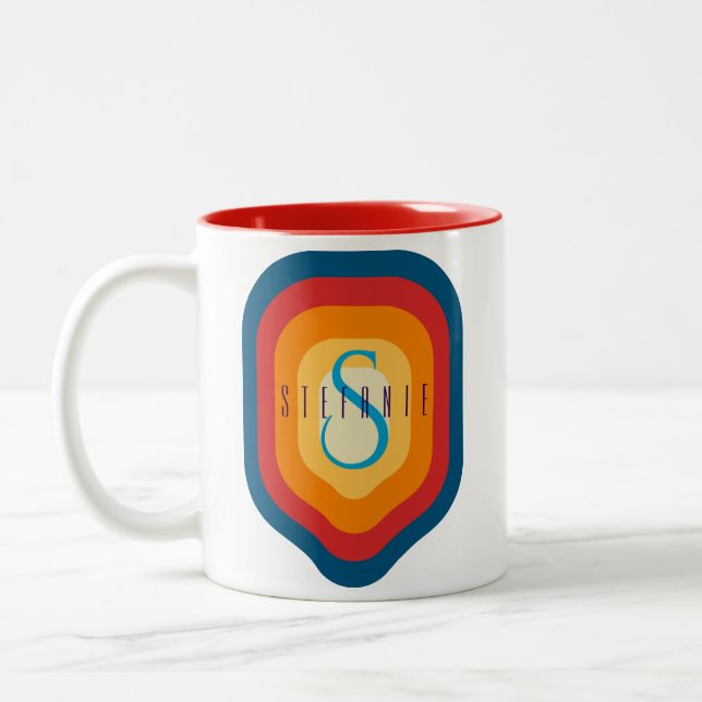Niedliche personalisierte Umarmung Zweifarbige Tasse (Links)