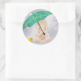 Niedliche Personalisierte Umbrella Baby Dusche von Runder Aufkleber