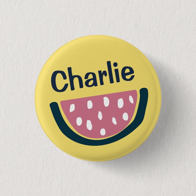 Niedliche Personalisierte Watermeline Kunst, Dicht Button (Vorderseite)