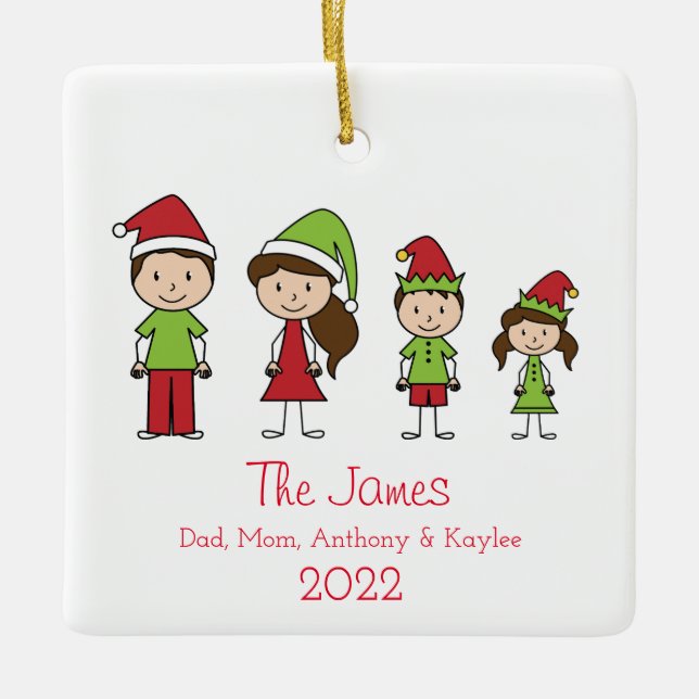 Niedliche Personalisierte Weihnachten Keramikornament (Vorderseite)