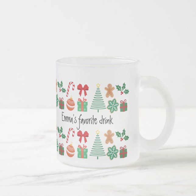 Niedliche Personalisierte Weihnachten Mattglastasse (Rechts)