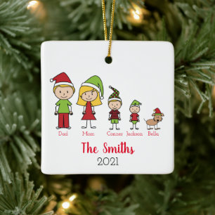 Niedliche Personalisierte Weihnachtsfamilie mit Hu Keramikornament