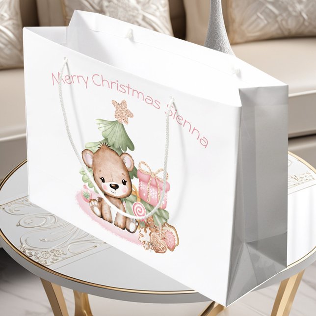 Niedliche Personalisierte Weihnachtsgeschenktasche Große Geschenktüte (Cute Personlized Christmas Gift Bag For Girl)