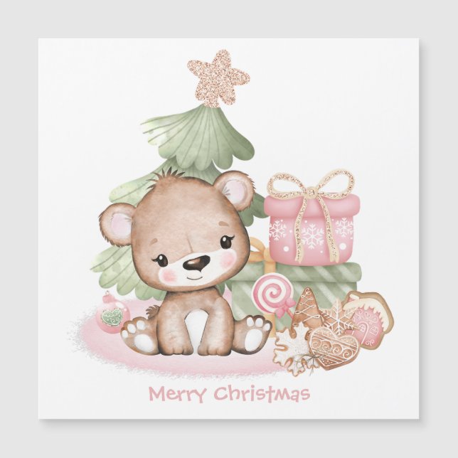 Niedliche Personalisierte Weihnachtskarte Magnetkarte (Vorderseite)