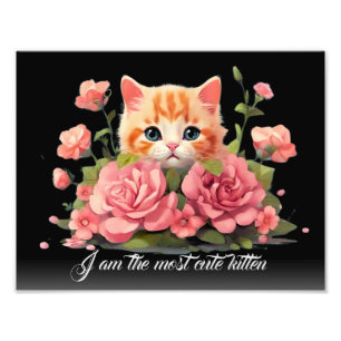 Niedliche Personalisierte White Kitten Katze in Bl Fotodruck
